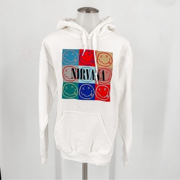 NWT Nirvana White Hooded Sweatshirt Nordstrom - Picture 1 of 6